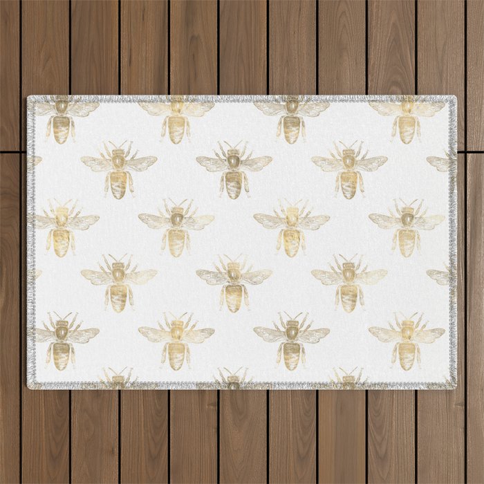 Gold Bee Pattern Outdoor Rug Gallery Image 1