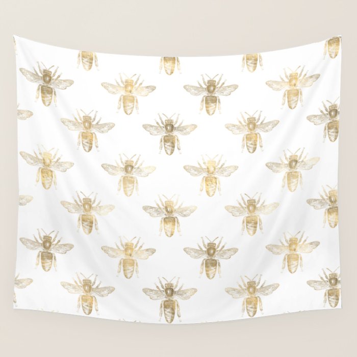 Gold Bee Pattern Wall Tapestry Gallery Image 1