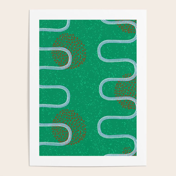 Abstract Fields in Forest Green & Brown Poster Gallery Image 1