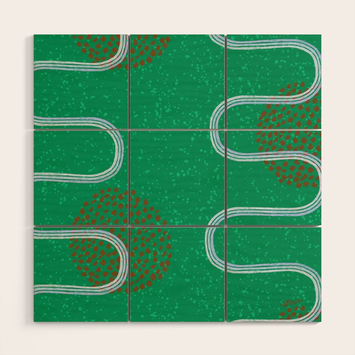 Abstract Fields in Forest Green & Brown Wood Wall Art Gallery Image 1