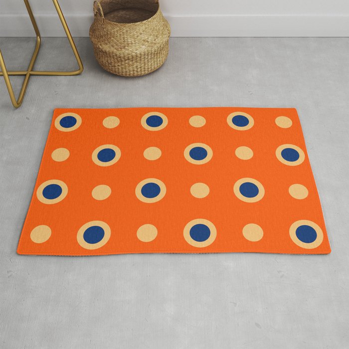 Mid Century Modern Scandinavian Art 241 Orange Blue Rug Gallery Image 1
