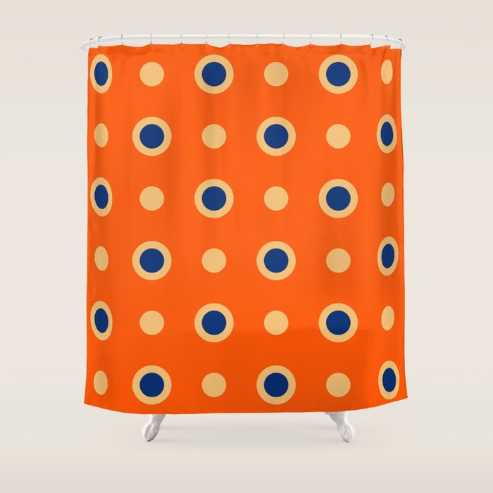 Mid Century Modern Scandinavian Art 241 Orange Blue Shower Curtain Gallery Image 1