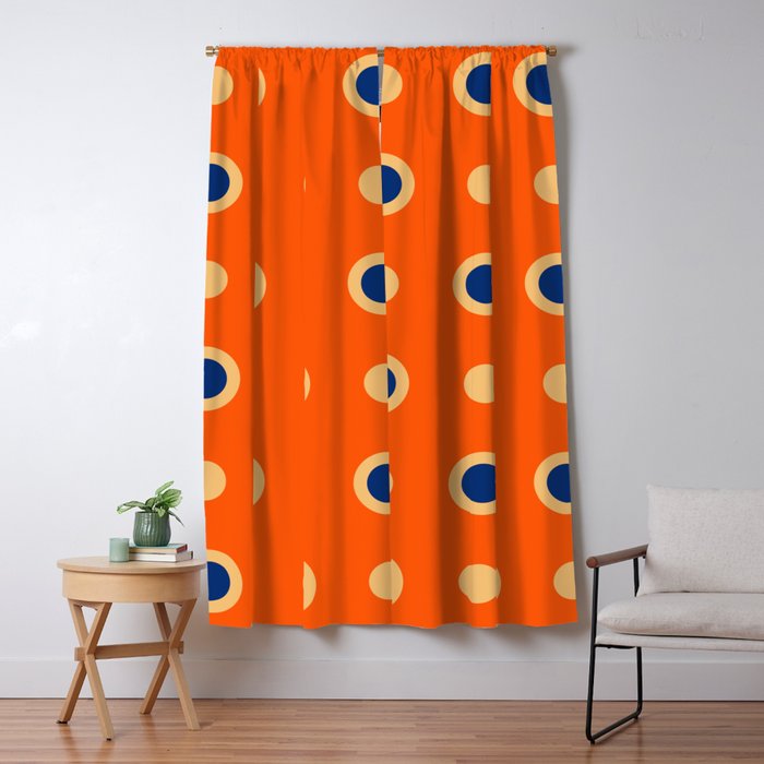 Mid Century Modern Scandinavian Art 241 Orange Blue Window Curtain Gallery Image 5