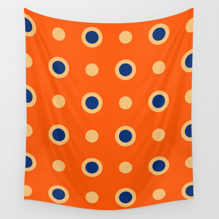Mid Century Modern Scandinavian Art 241 Orange Blue Wall Tapestry Gallery Image 1