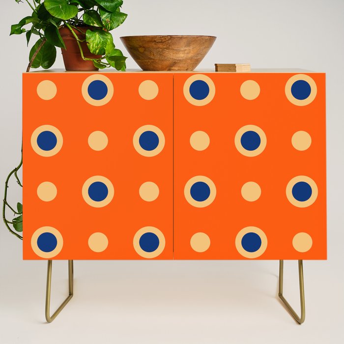Mid Century Modern Scandinavian Art 241 Orange Blue Credenza Gallery Image 1