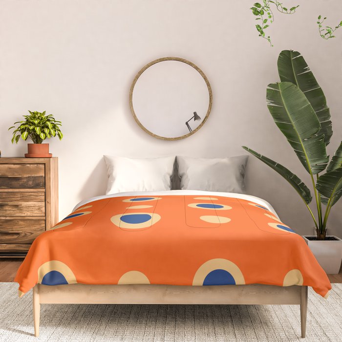 Mid Century Modern Scandinavian Art 241 Orange Blue Comforter Gallery Image 3