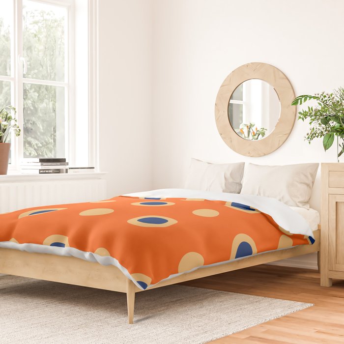 Mid Century Modern Scandinavian Art 241 Orange Blue Duvet Cover Gallery Image 2