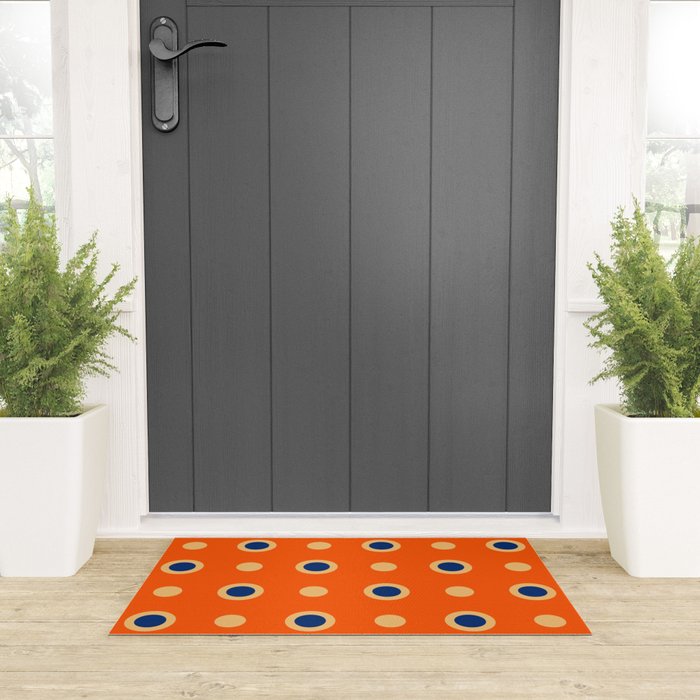 Mid Century Modern Scandinavian Art 241 Orange Blue Welcome Mat Gallery Image 3