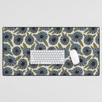 Floral Pattern / Slate Blue & Green Desk Mat Gallery Image 1