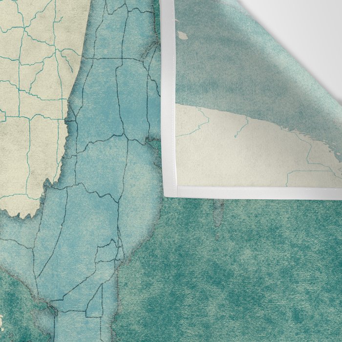 Michigan State Map Blue Vintage Wall Tapestry Gallery Image 3