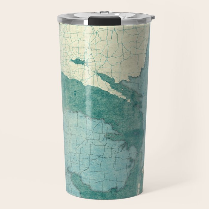 Michigan State Map Blue Vintage Travel Mug Gallery Image 1