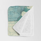 Michigan State Map Blue Vintage Throw Blanket Gallery Image 3