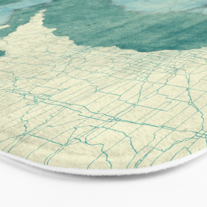 Michigan State Map Blue Vintage Bath Mat Gallery Image 3