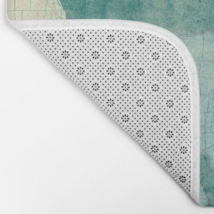 Michigan State Map Blue Vintage Bath Mat Gallery Image 2