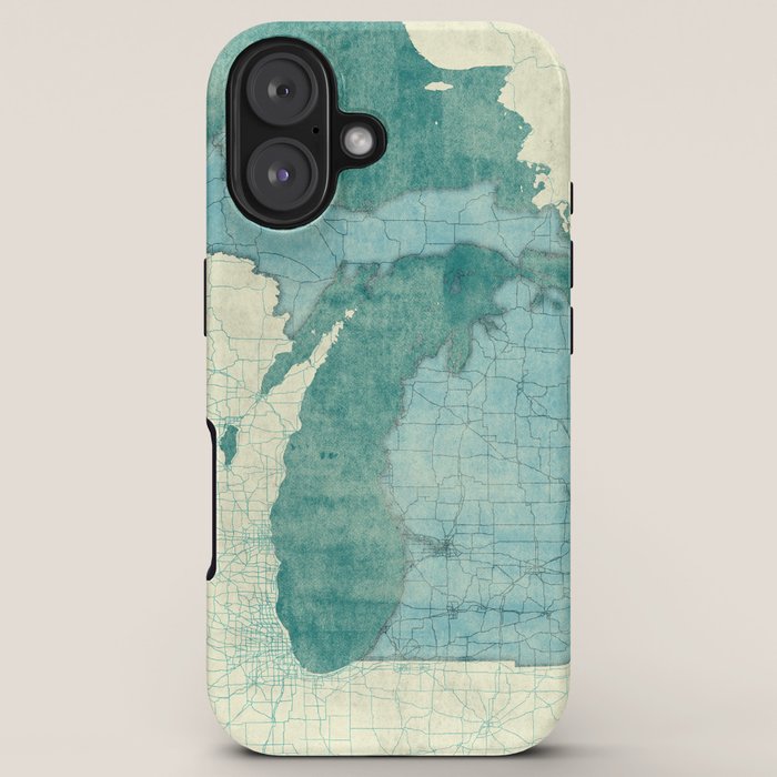 Michigan State Map Blue Vintage iPhone Case Gallery Image 5