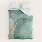 Michigan State Map Blue Vintage Comforter Gallery Image 6