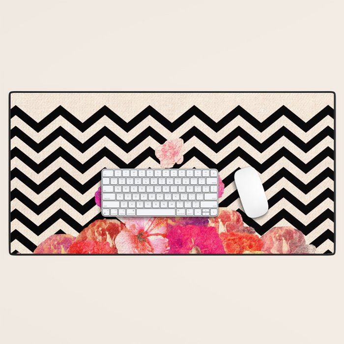 Chevron Flora II Desk Mat Gallery Image 1
