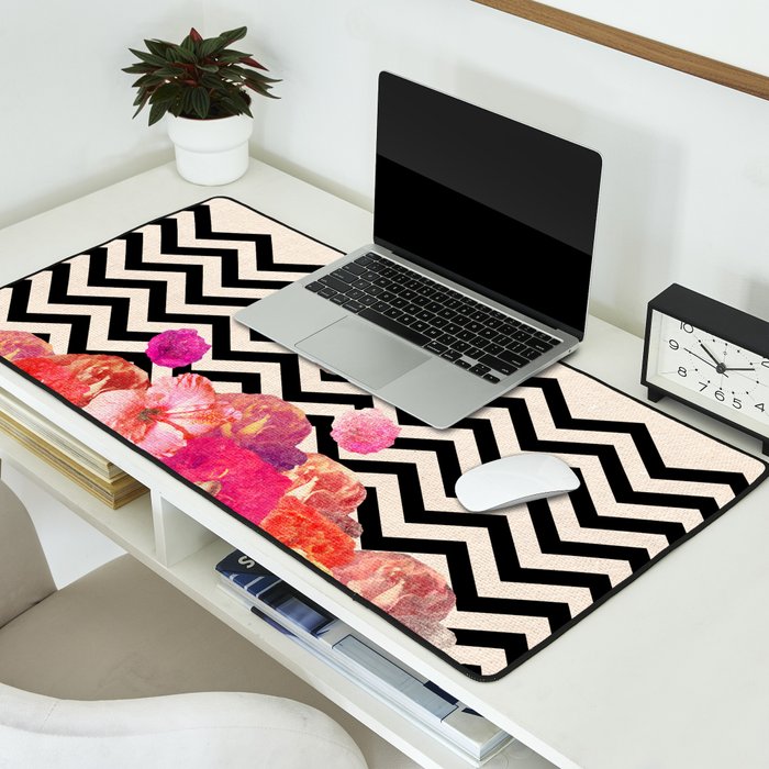 Chevron Flora II Desk Mat Gallery Image 2