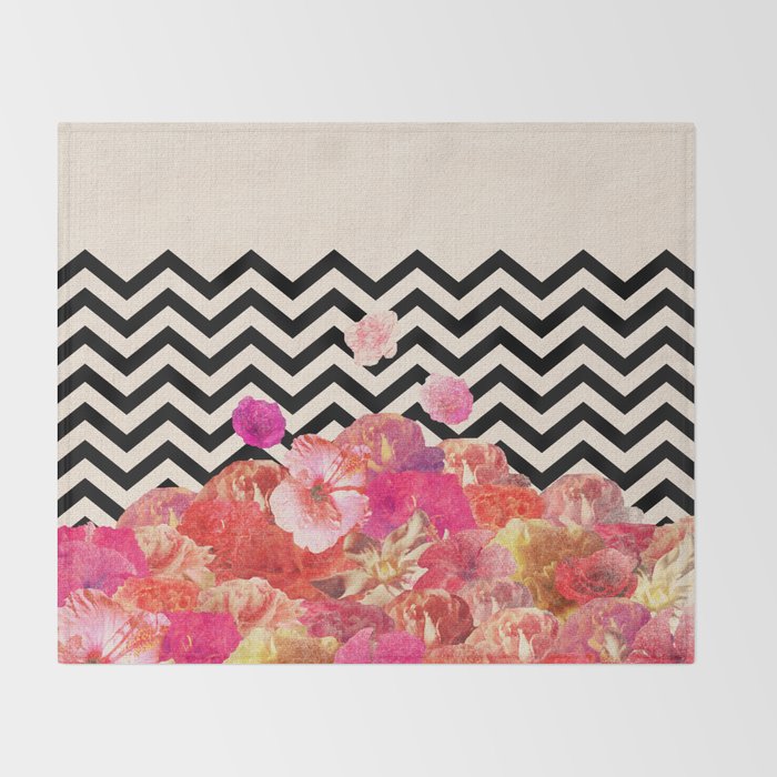 Chevron Flora II Throw Blanket Gallery Image 2