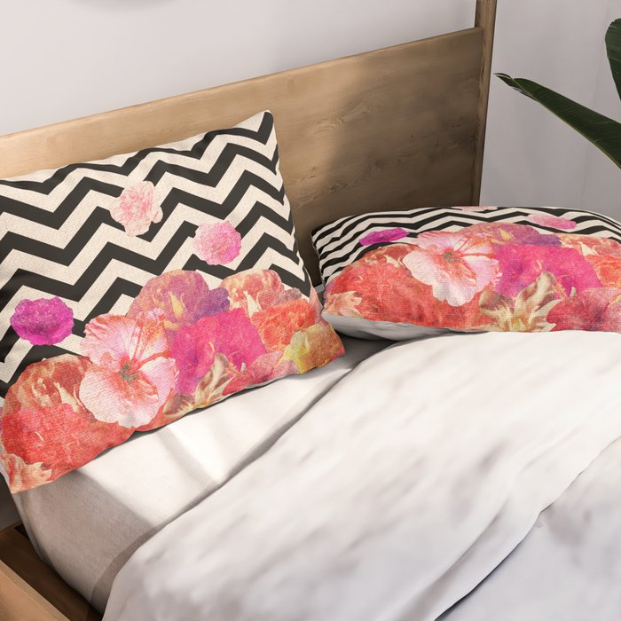 Chevron Flora II Pillow Sham Gallery Image 2