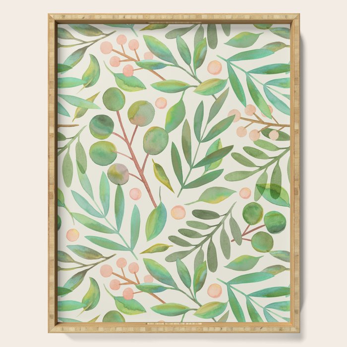 Watercolor Leaves I Serving Tray Gallery Image 1