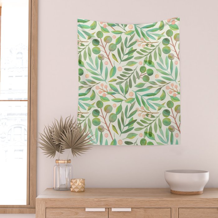 Watercolor Leaves I Wall Tapestry Gallery Image 2