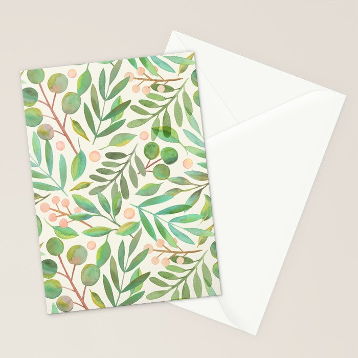 Watercolor Leaves I Stationery Card Gallery Image 2