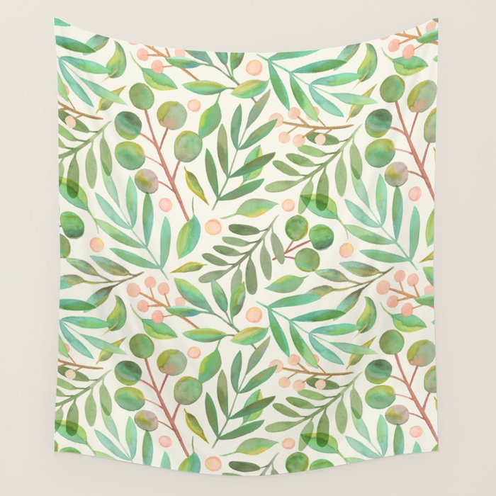 Watercolor Leaves I Wall Tapestry Gallery Image 4