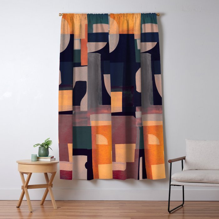 Geometric Collage 4 Window Curtain Gallery Image 5