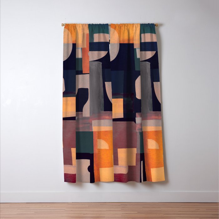 Geometric Collage 4 Window Curtain Gallery Image 3