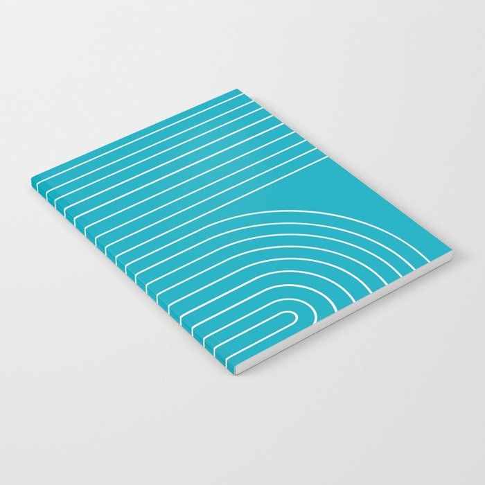 Minimal Line Curvature XV Bright Aqua Mid Century Modern Arch Abstract Notebook Gallery Image 2
