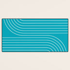 Minimal Line Curvature XV Bright Aqua Mid Century Modern Arch Abstract Desk Mat Gallery Image 3