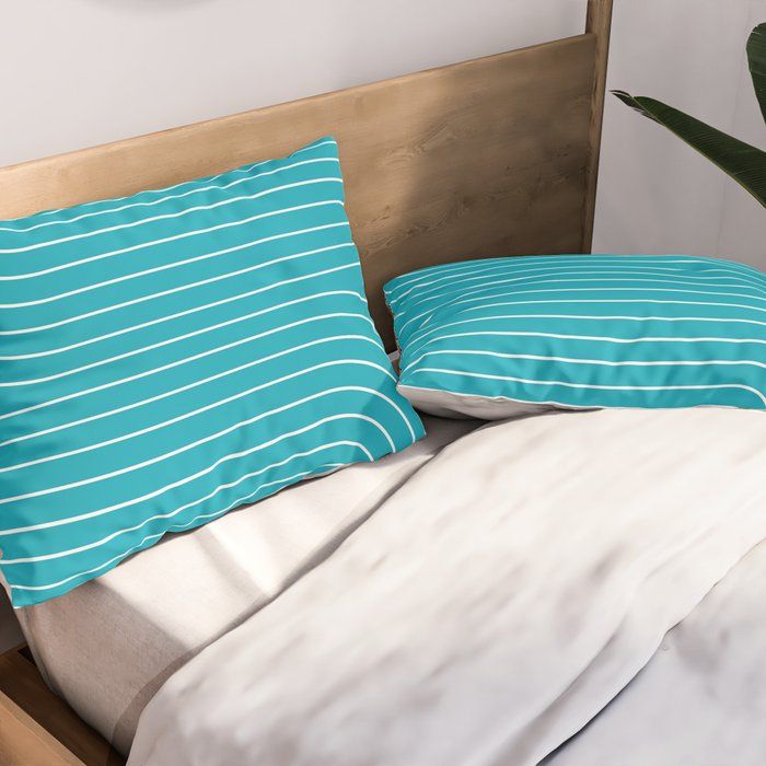 Minimal Line Curvature XV Bright Aqua Mid Century Modern Arch Abstract Pillow Sham Gallery Image 2