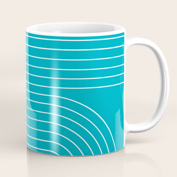 Minimal Line Curvature XV Bright Aqua Mid Century Modern Arch Abstract Coffee Mug Gallery Image 1