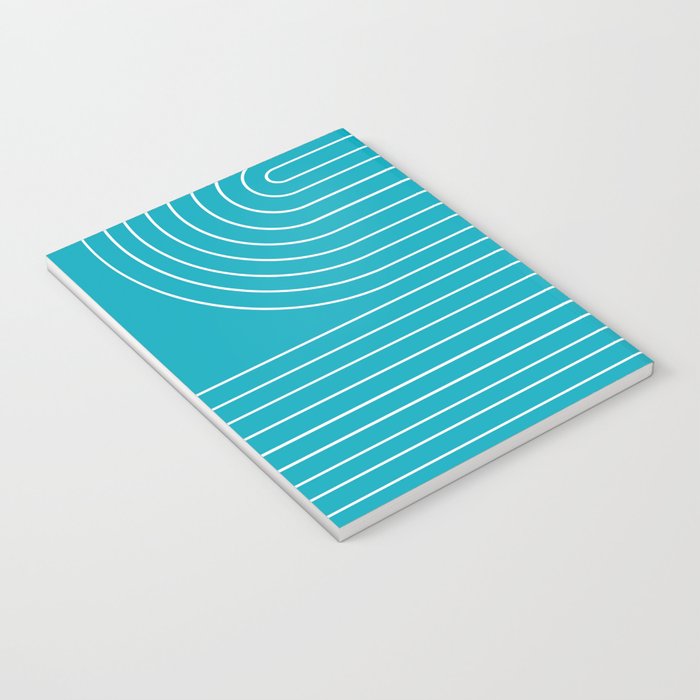 Minimal Line Curvature XV Bright Aqua Mid Century Modern Arch Abstract Notebook Gallery Image 3