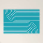 Minimal Line Curvature XV Bright Aqua Mid Century Modern Arch Abstract Welcome Mat Gallery Image 1