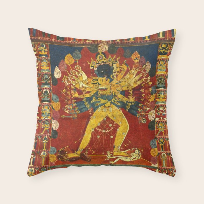 Tibetan Buddhist Kalachakra Wheel Time 1400s Throw Pillow Gallery Image 1