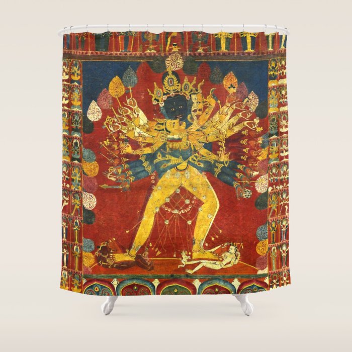 Tibetan Buddhist Kalachakra Wheel Time 1400s Shower Curtain Gallery Image 1