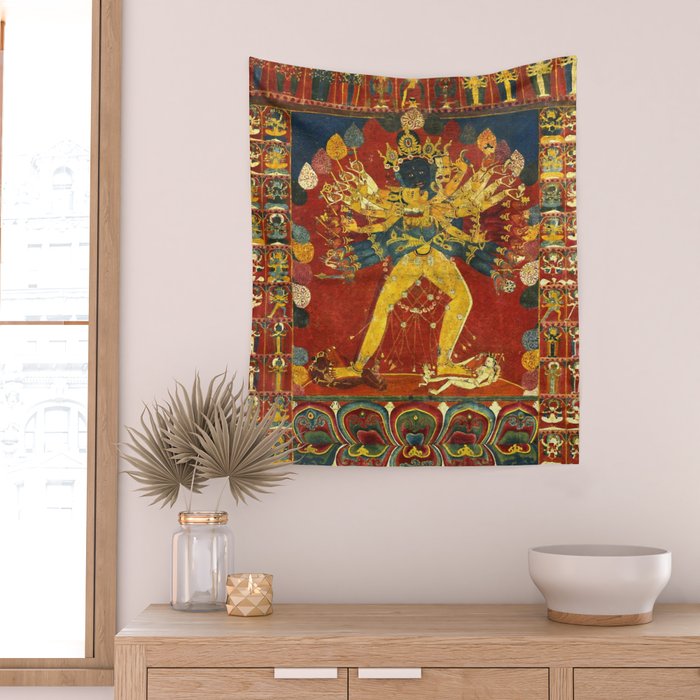 Tibetan Buddhist Kalachakra Wheel Time 1400s Wall Tapestry Gallery Image 2