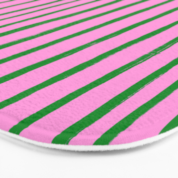 Green and Pink Brush Stroke Stripes Bath Mat Gallery Image 3