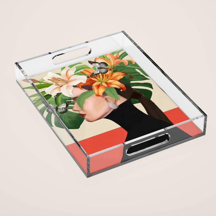 Floral Serenity Acrylic Tray Gallery Image 1