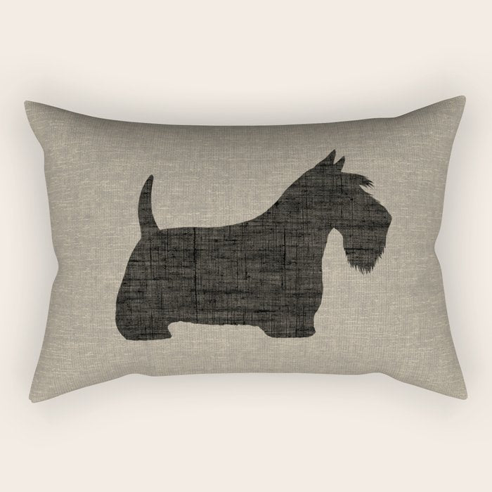Scottish Terrier | Black Scottie Dog Silhouette Rectangular Pillow Gallery Image 1
