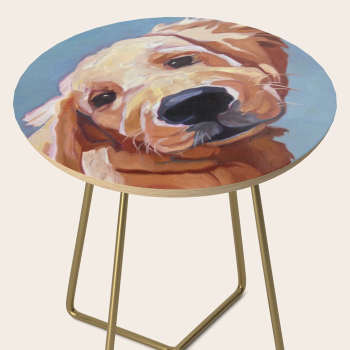 Golden Retriever Puppy Original Oil Painting Side Table Gallery Image 2