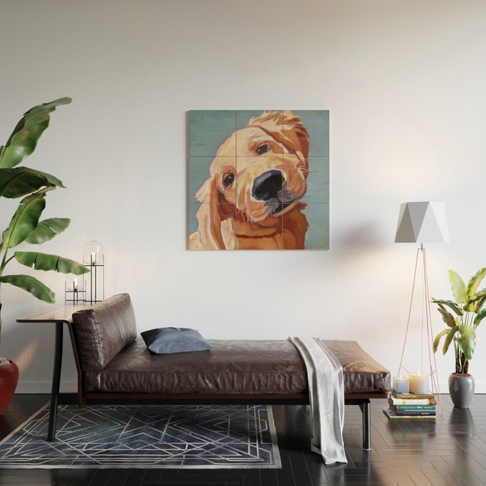 Golden Retriever Puppy Original Oil Painting Wood Wall Art Gallery Image 2
