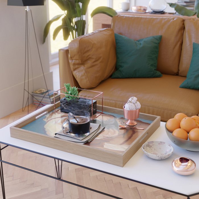 Golden Retriever Puppy Original Oil Painting Serving Tray Gallery Image 2