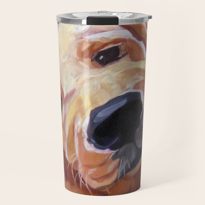 Golden Retriever Puppy Original Oil Painting Travel Mug Gallery Image 1