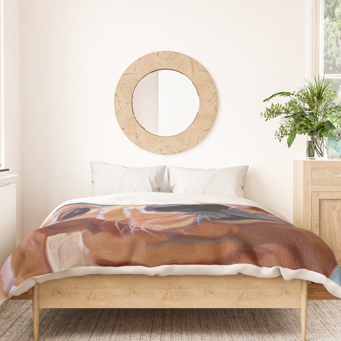 Golden Retriever Puppy Original Oil Painting Duvet Cover Gallery Image 3