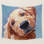 Golden Retriever Puppy Original Oil Painting Wall Tapestry Gallery Image 4
