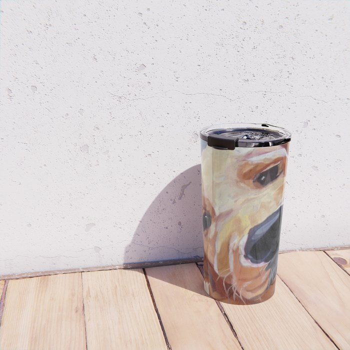 Golden Retriever Puppy Original Oil Painting Travel Mug Gallery Image 4