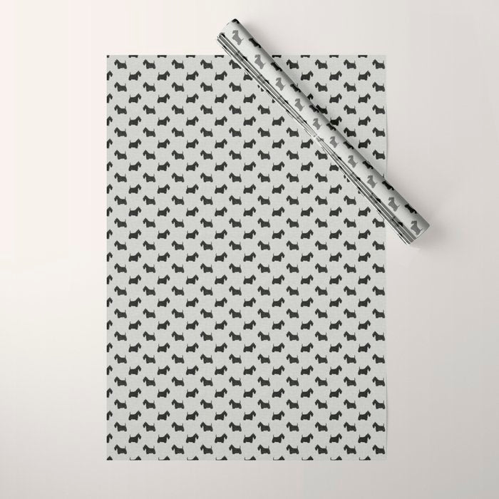 Scottish Terrier | Black Scottie Dog Silhouette Wrapping Paper Gallery Image 1